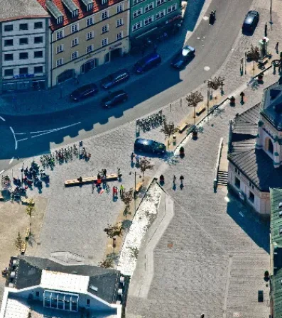 Luftbild vom Ludwigsplatz in Rosenheim